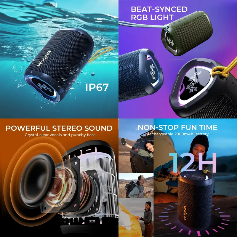 Bluetooth Speaker Waterproof - Беспроводная Bluetooth-колонка W-KING D110 RGB с